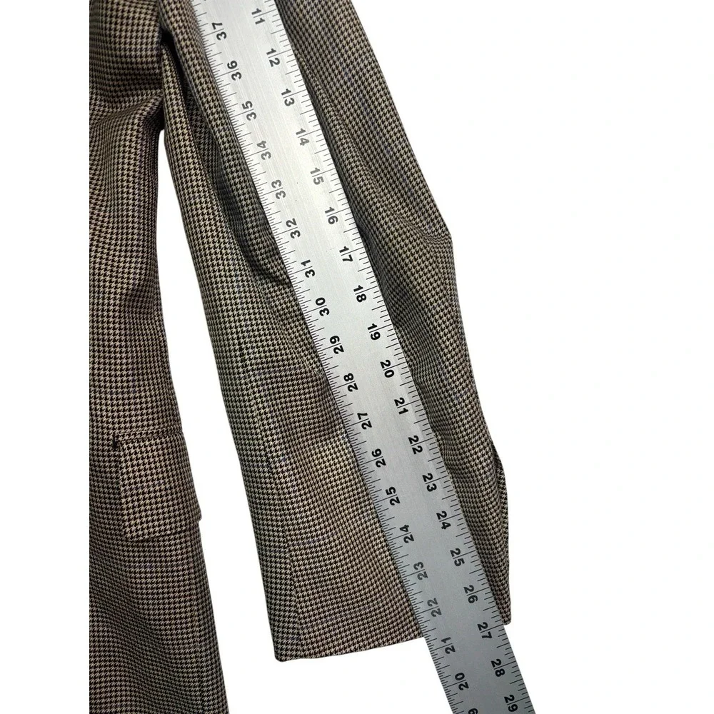 Oxxford‎ 48L Beige Black Houndstooth Silk Wool Blazer Jacket Sport Suit Coat USA